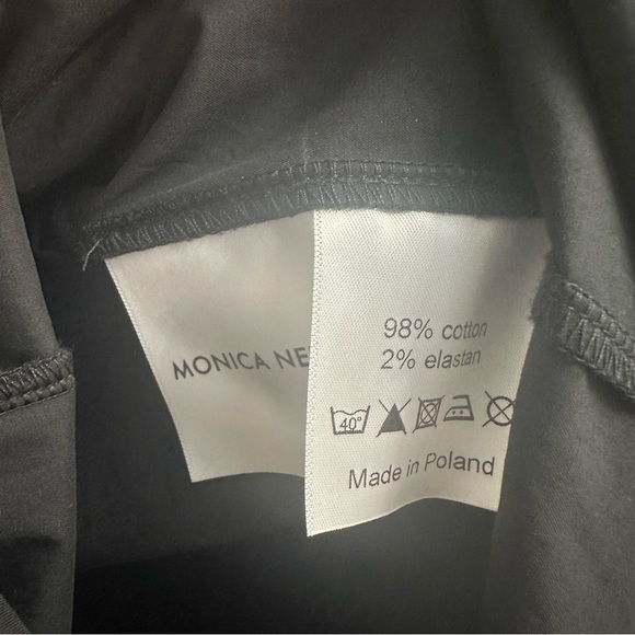 MONICA NERA Shirt Dress Tunic Black Minimalist Academia Tie Sleeve Size Small - Picture 7 of 7